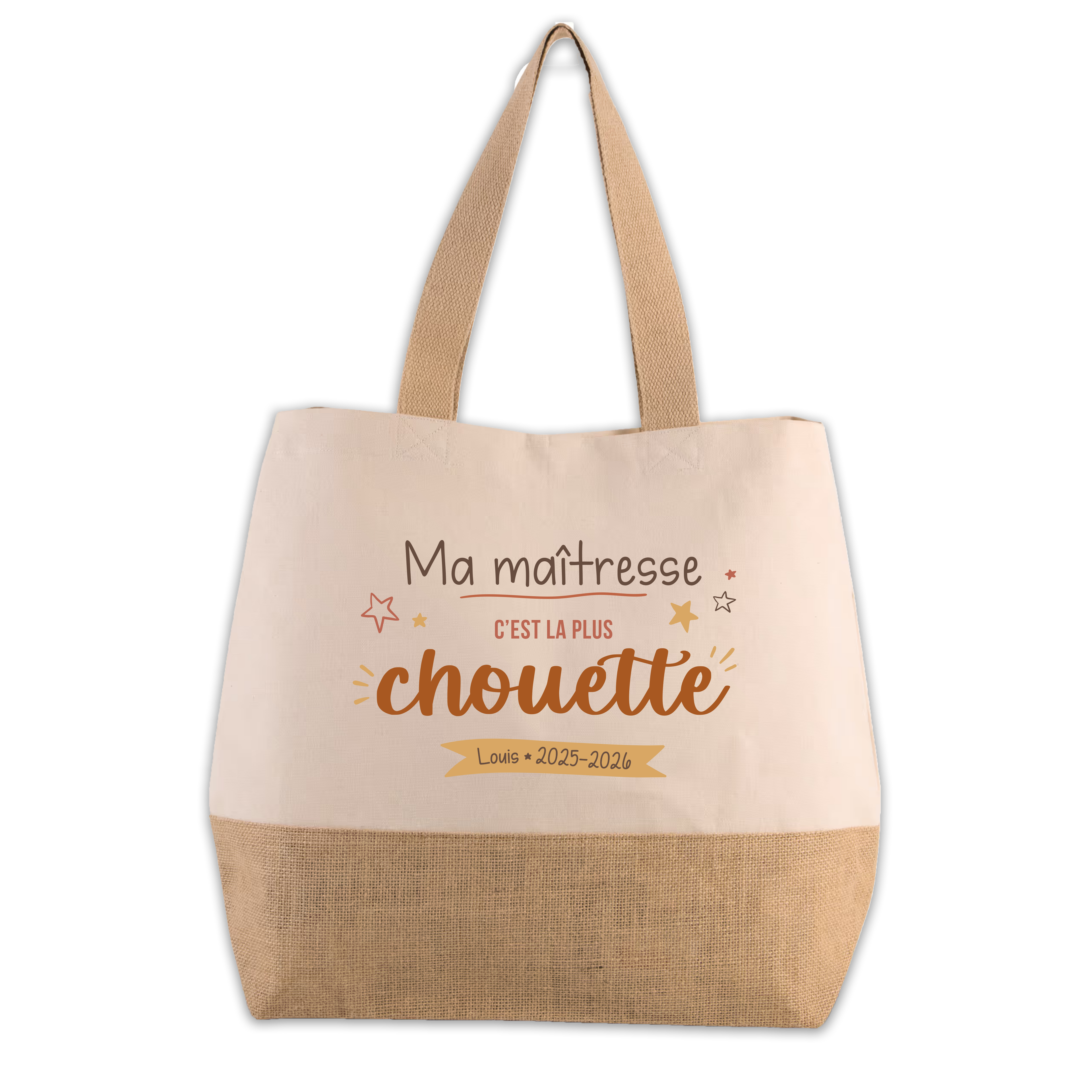 Sac cabas "Chouette maîtresse" - Avec prénom