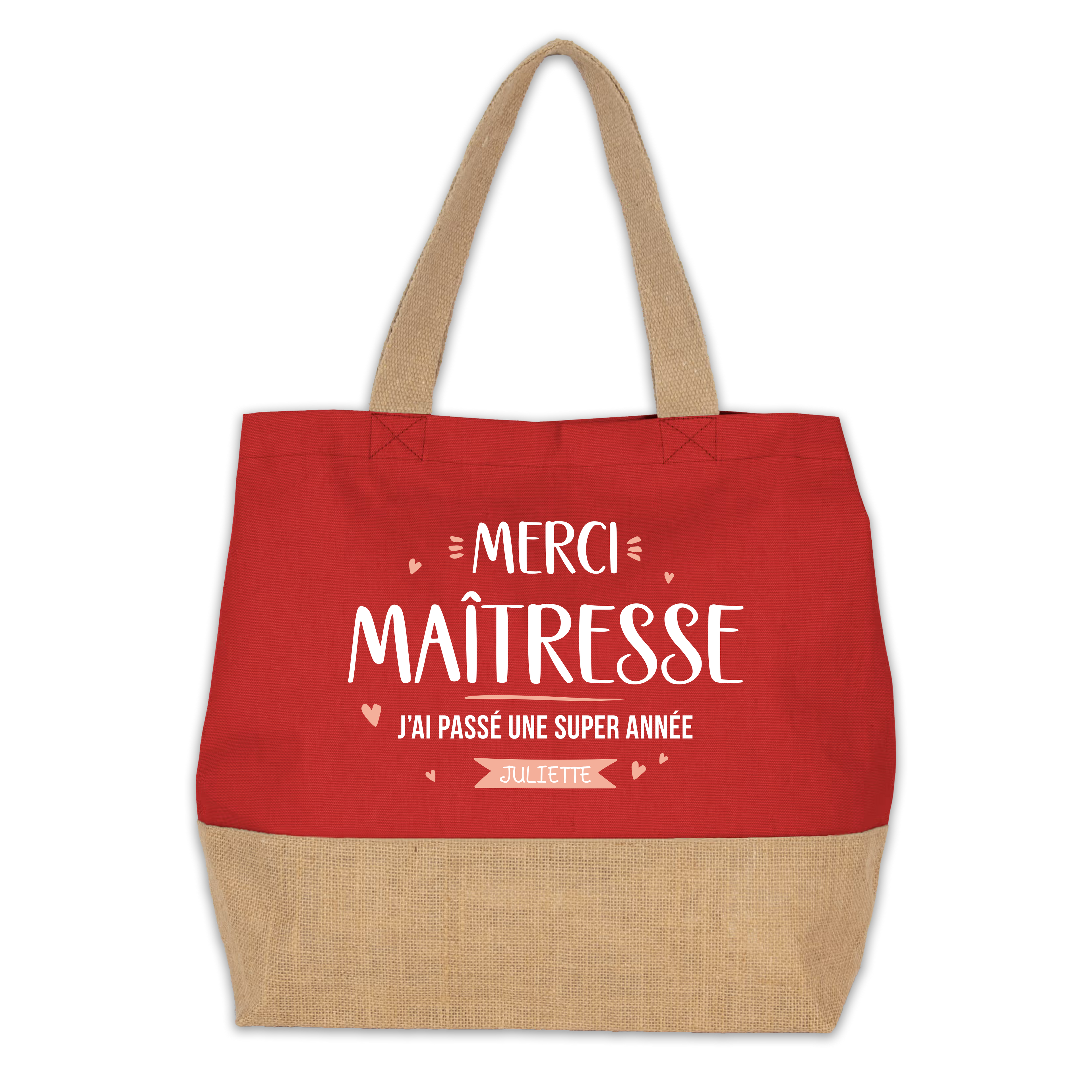 Sac cabas "Merci maîtresse" - Avec prénom