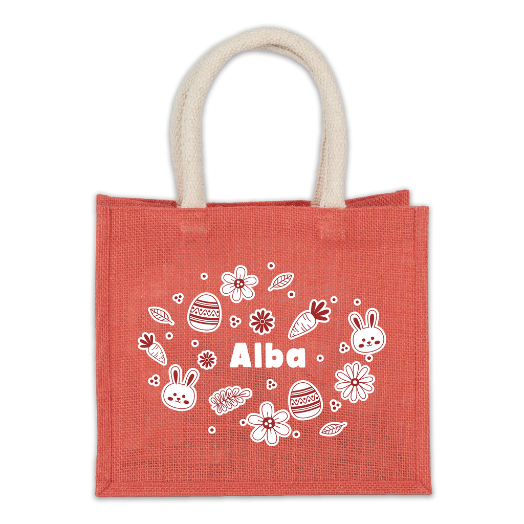 Sac de Pâques en jute - Avec prénom