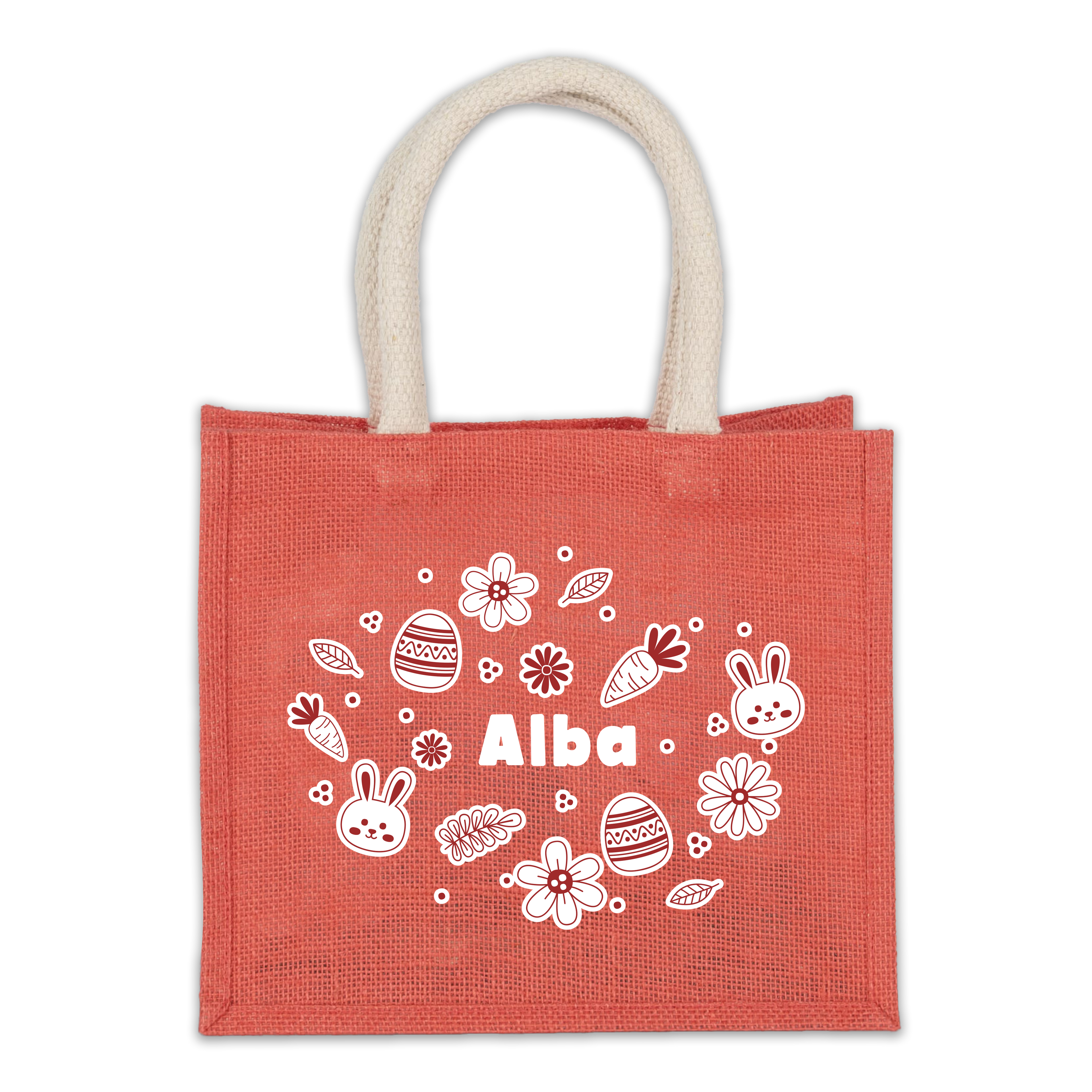 Sac de Pâques en jute - Avec prénom