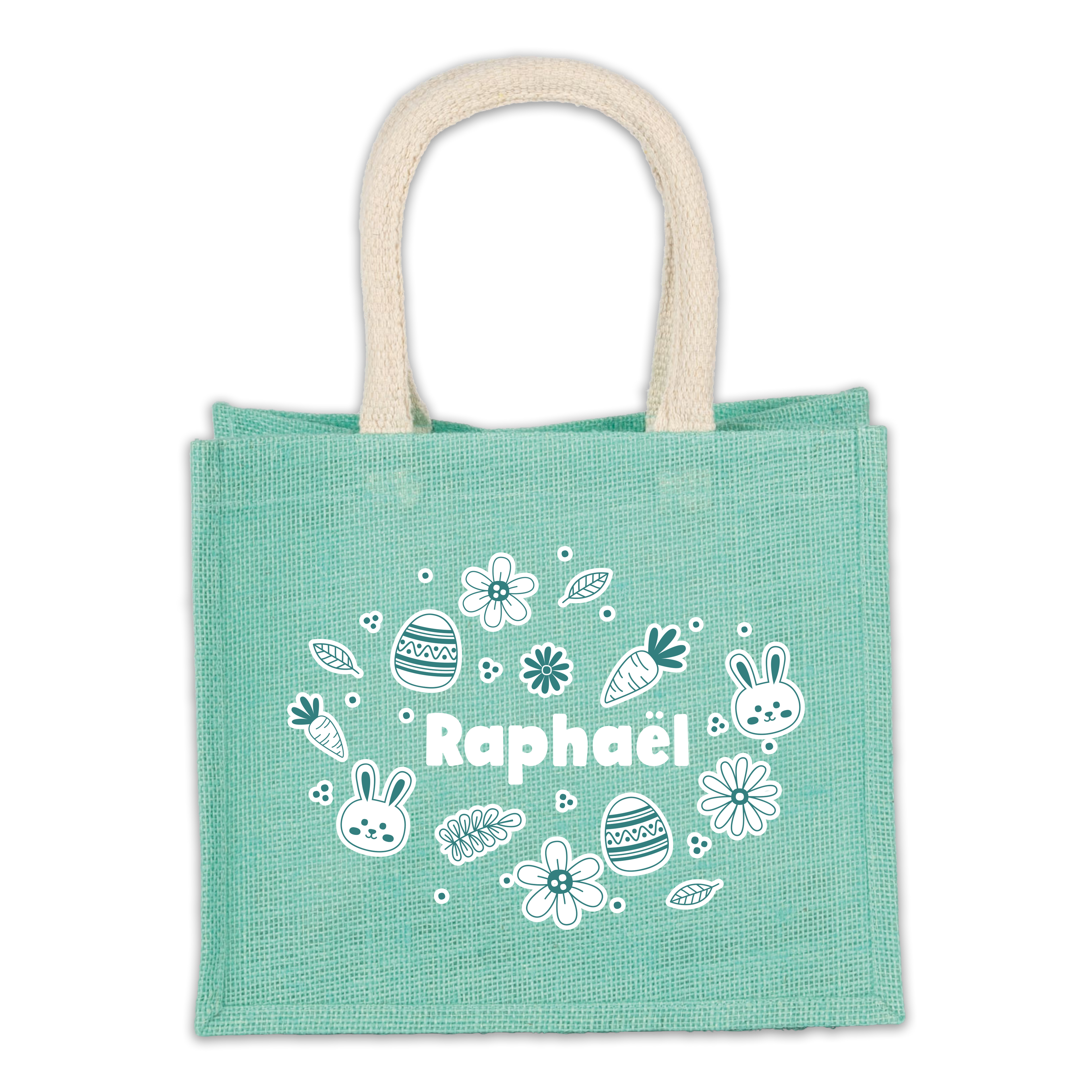 Sac de Pâques en jute - Avec prénom